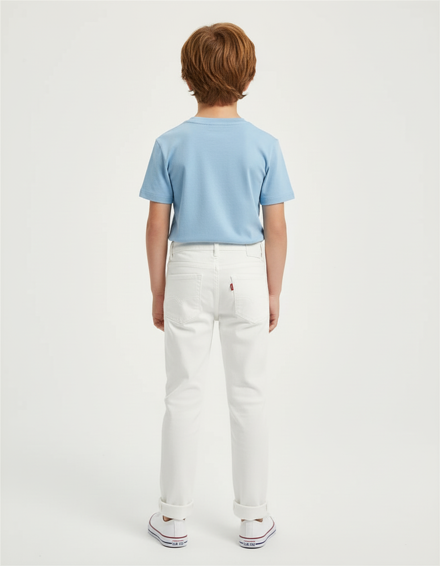 Pantalon Blanc Jean Droit Enfant Décontracté - vue 2