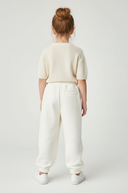 Pantalon Blanc Cargo Molletonné Chaud Enfant Fille Garçon - vue 2