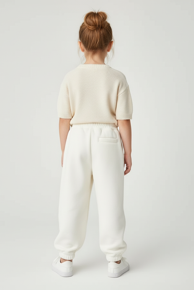 Pantalon Blanc Cargo Molletonné Chaud Enfant Fille Garçon - vue 2