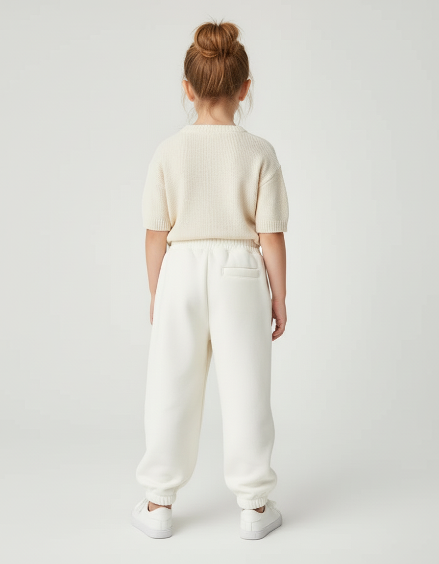 Pantalon Blanc Cargo Molletonné Chaud Enfant Fille Garçon - vue 2