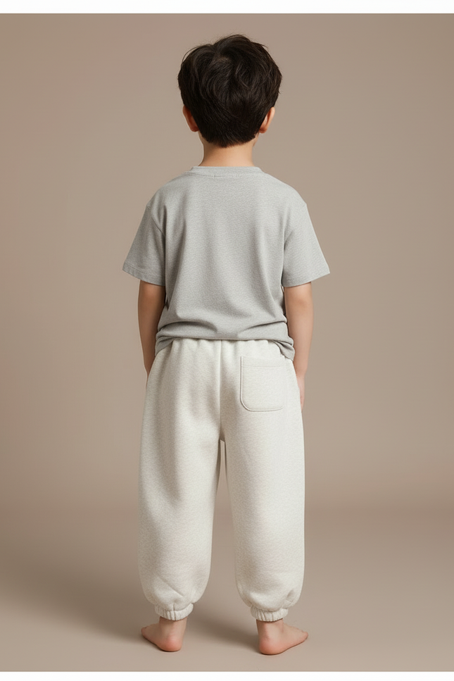Pantalon Blanc Ample Molleton Doux Enfant Garçon - Gris - vue 2