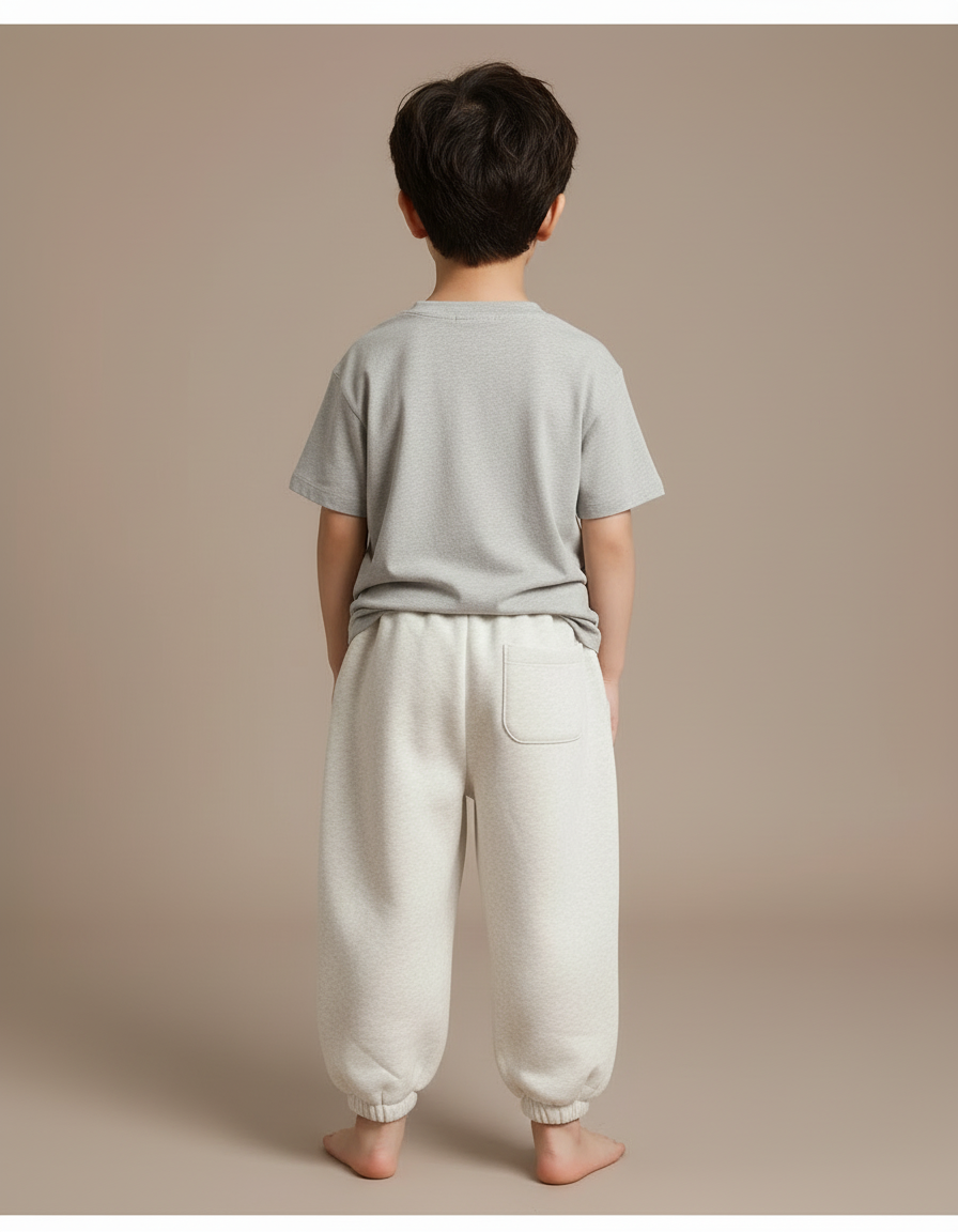 Pantalon Blanc Ample Molleton Doux Enfant Garçon - Gris - vue 2