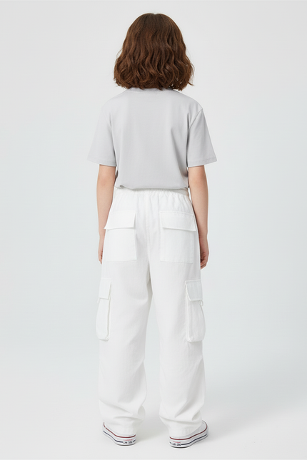 Pantalon Blanc Cargo - Toile - vue 2