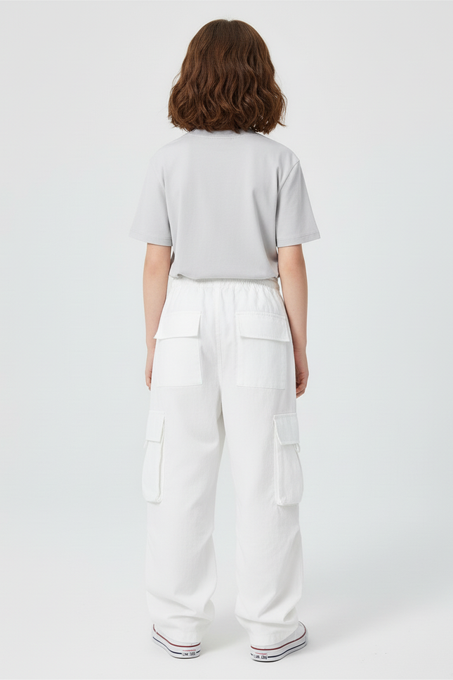 Pantalon Blanc Cargo - Toile - vue 2