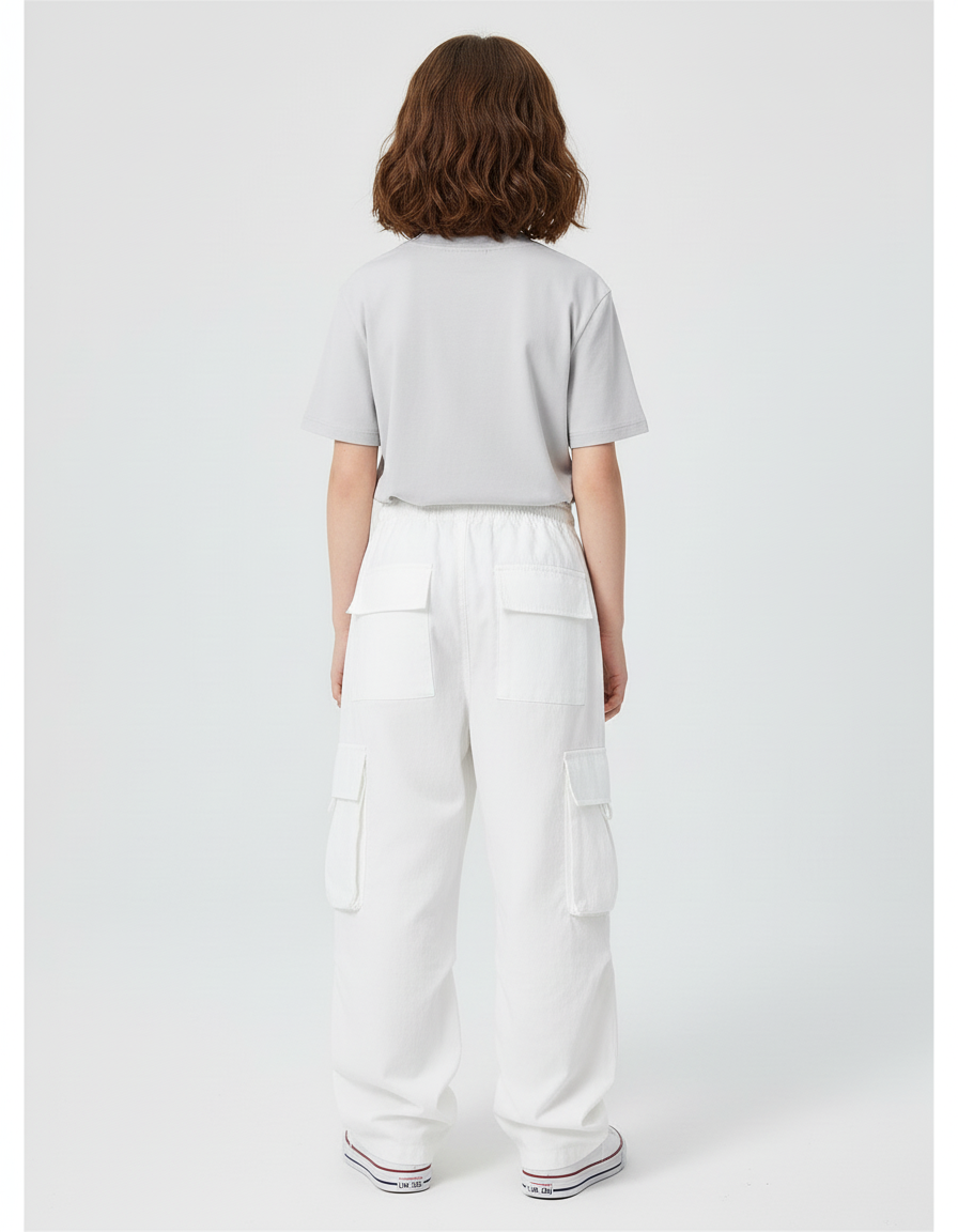 Pantalon Blanc Cargo - Toile - vue 2