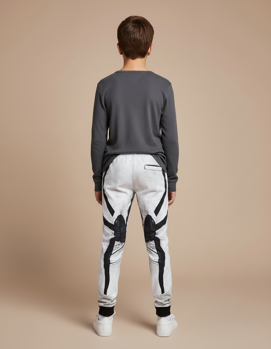 Pantalon Blanc Imprimé Araignée, Décontracté, Garçon - Molleton - vue 2