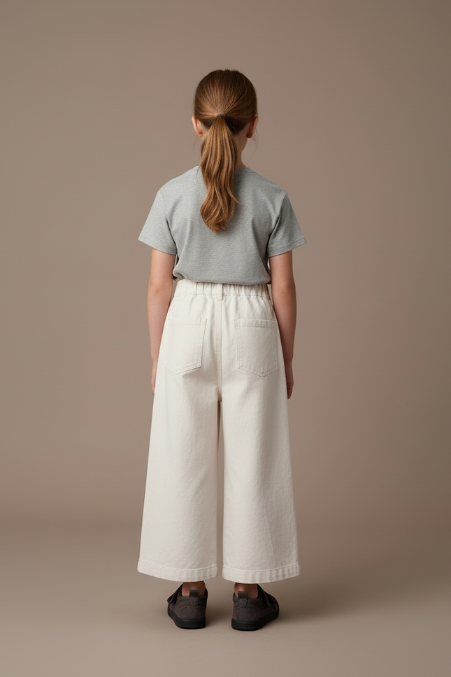 Pantalon Blanc Ample Coton Droit Confortable Enfant - Toile - vue 2