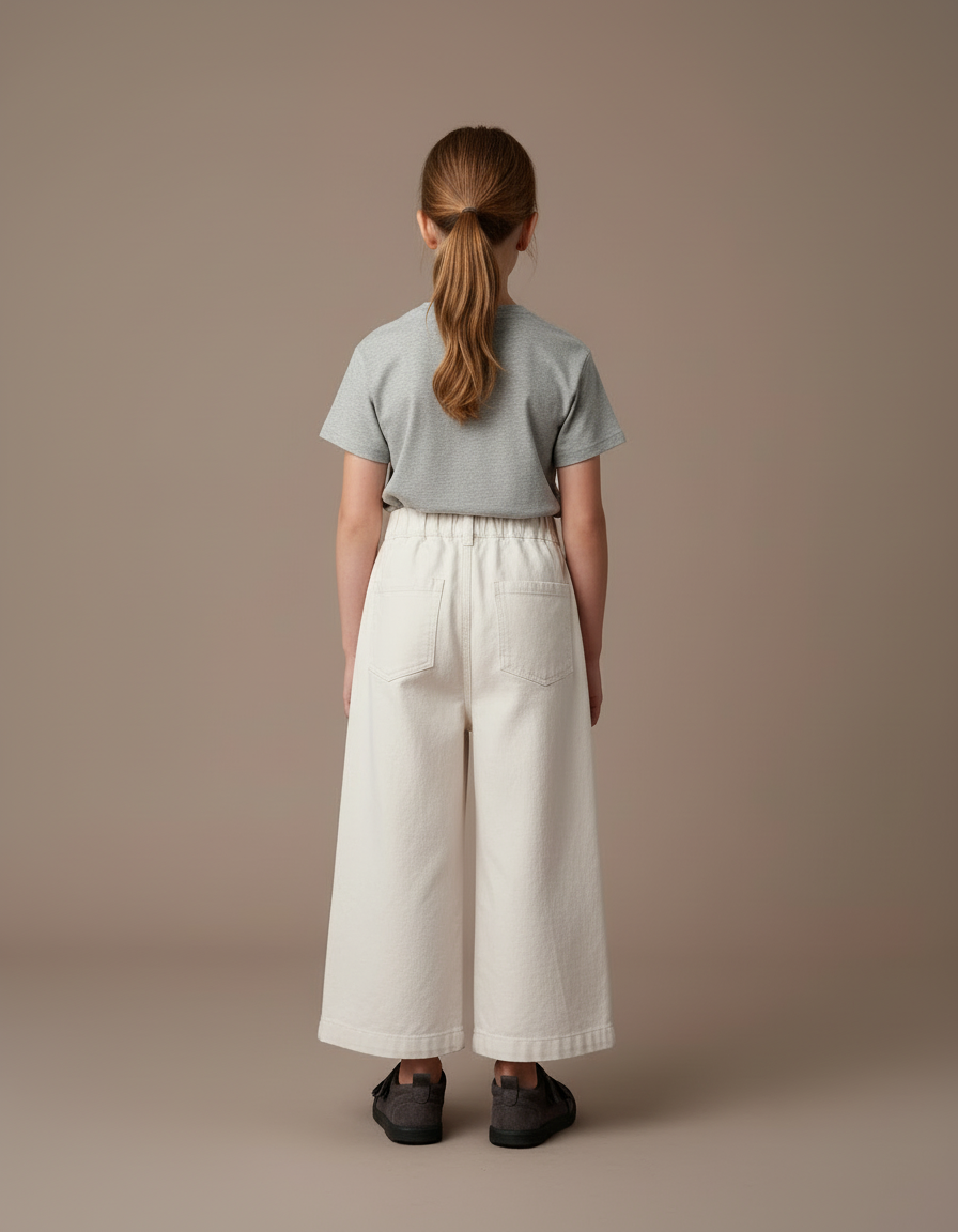 Pantalon Blanc Ample Coton Droit Confortable Enfant - Toile - vue 2