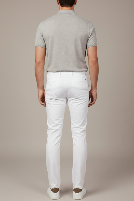 Pantalon Blanc Homme Slim Fit Décontracté Élégant - Gabardine - vue 2
