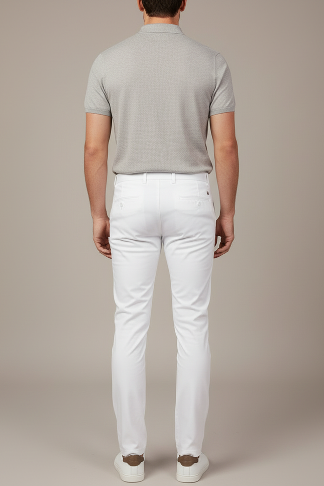 Pantalon Blanc Homme Slim Fit Décontracté Élégant - Gabardine - vue 2
