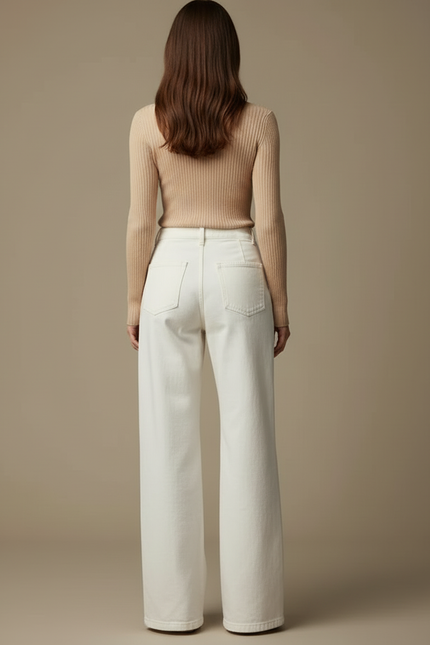 Pantalon En Toile Blanc Femme - vue 2