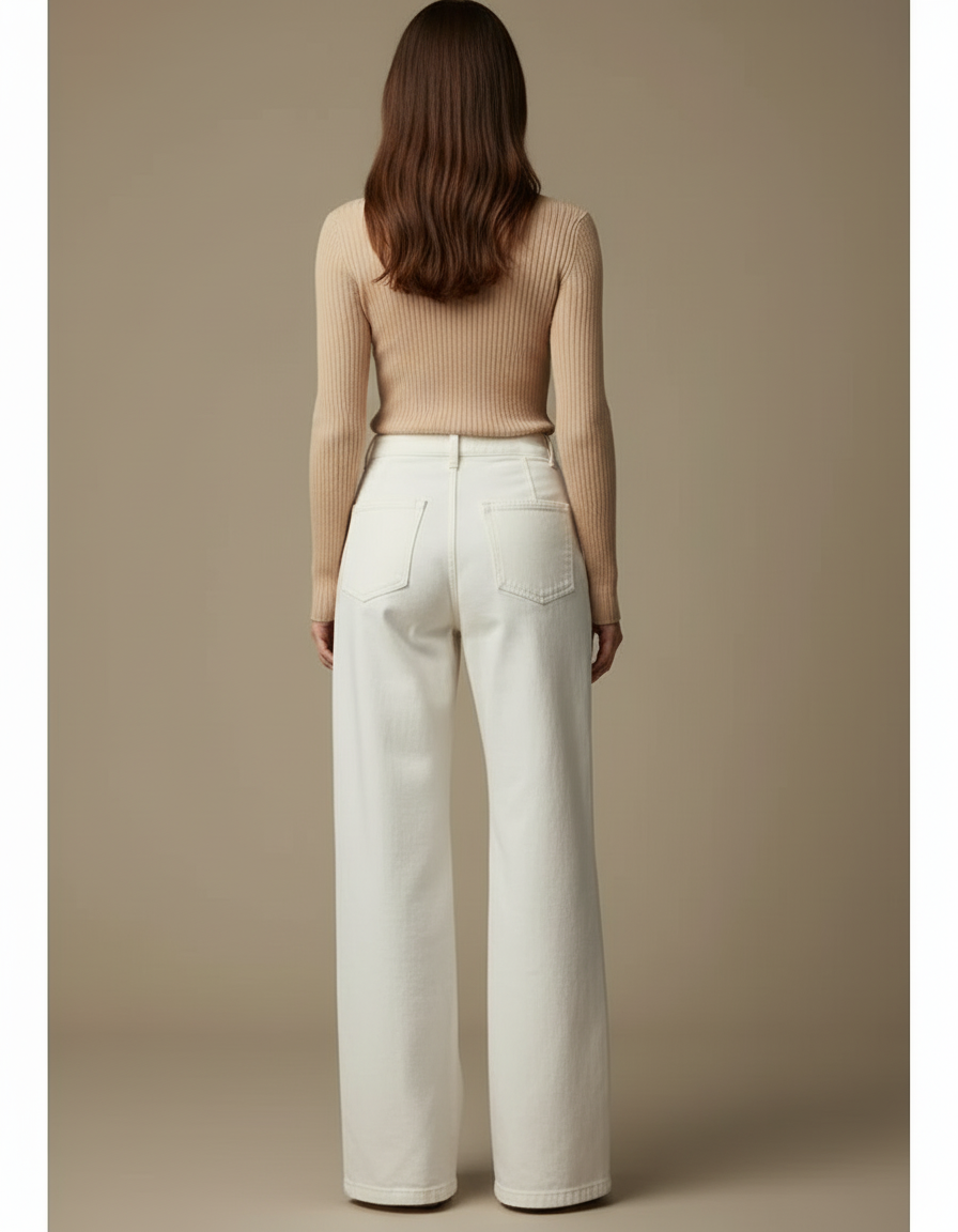 Pantalon En Toile Blanc Femme - vue 2