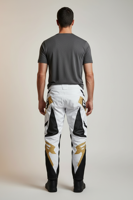 Pantalon Blanc Motocross Homme Racing Gold Géométrique - Polyester - vue 2