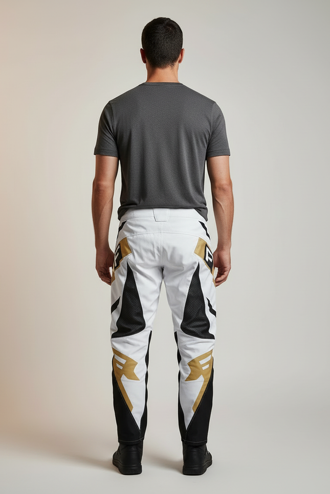 Pantalon Blanc Motocross Homme Racing Gold Géométrique - Polyester - vue 2