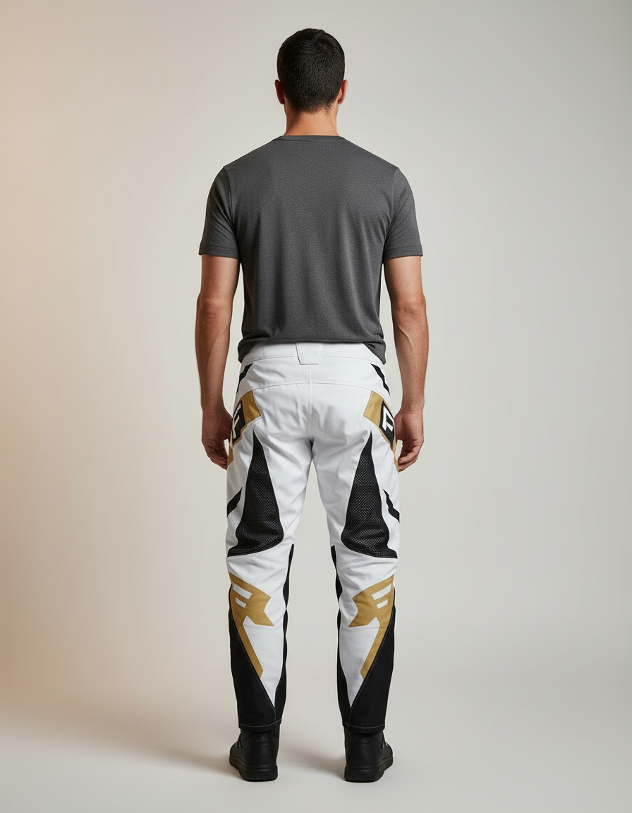 Pantalon Blanc Motocross Homme Racing Gold Géométrique - Polyester - vue 2