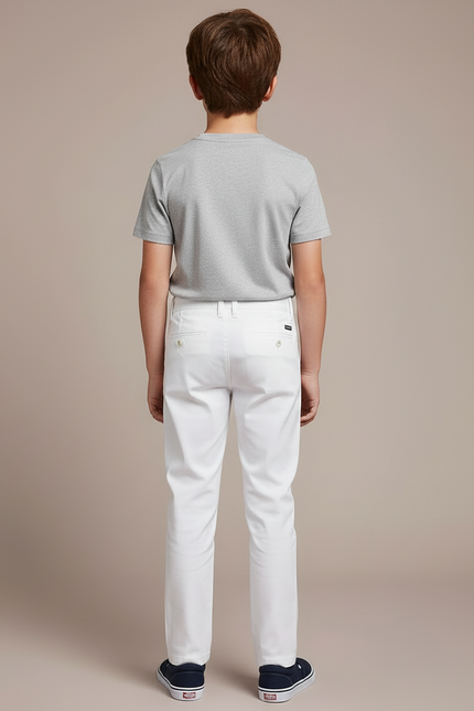 Pantalon Blanc Coton Droit Garçon Élégant Décontracté - vue 2