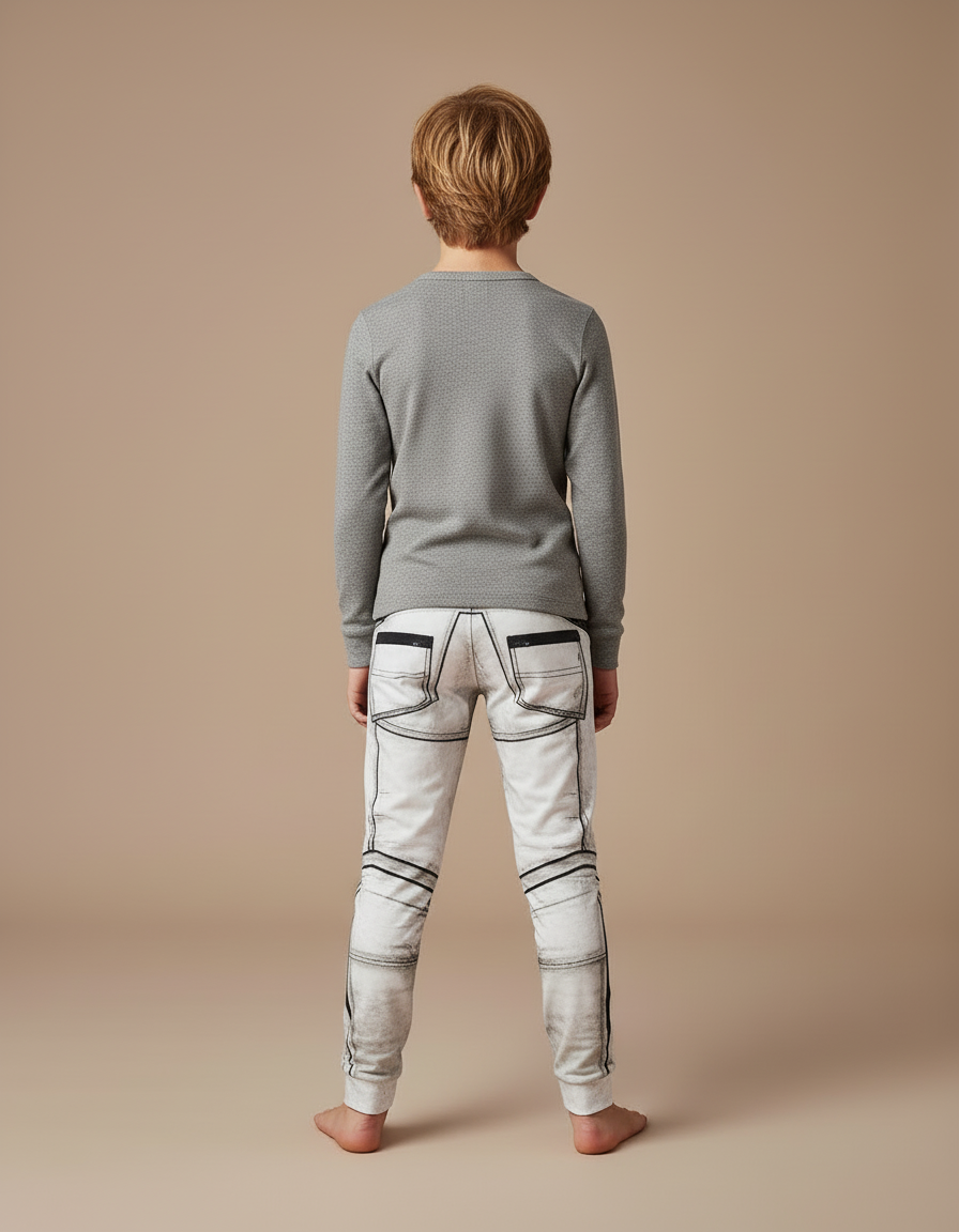 Pantalon Blanc Imprimé Araignée Garçon Confortable - Molleton - vue 2