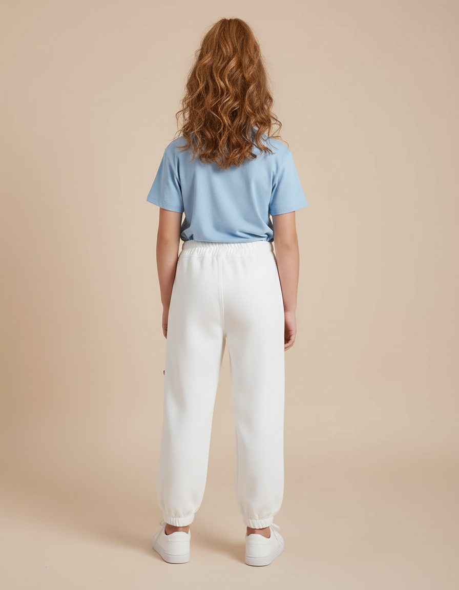 Pantalon Blanc Jogger Fille Papillons Colorés Décontracté - Molleton - vue 2