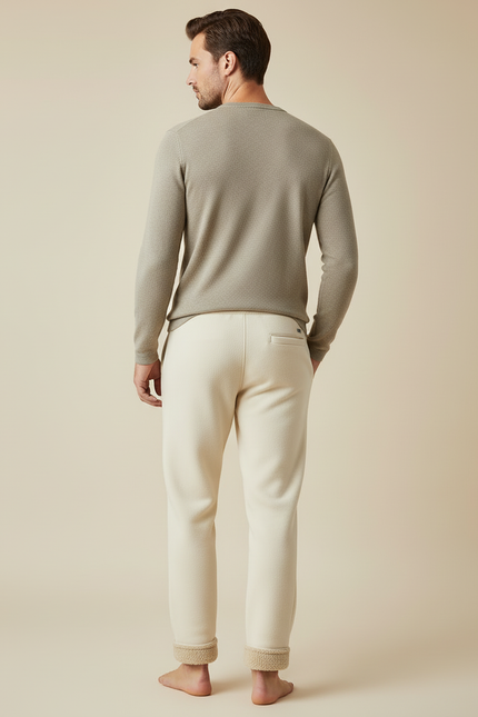 Pantalon Jogging Blanc - Beige Molleton - vue 2