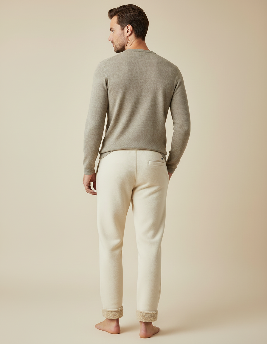 Pantalon Jogging Blanc - Beige Molleton - vue 2