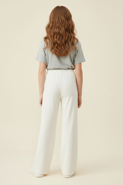 Pantalon Blanc Molletonné Ample Décontracté Enfant Fille - vue 2