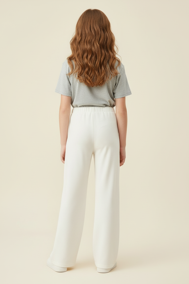 Pantalon Blanc Molletonné Ample Décontracté Enfant Fille - vue 2