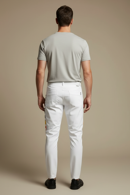Pantalon Blanc Motocross Homme Racing Design Géométrique Moderne - Polyester - vue 2