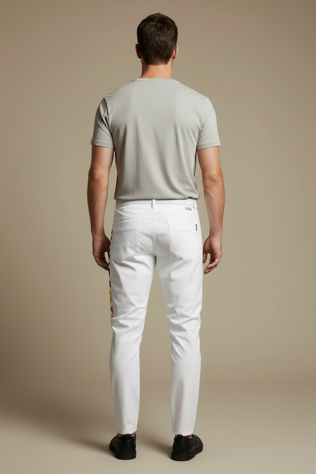 Pantalon Blanc Motocross Homme Racing Design Géométrique Moderne - Polyester - vue 2