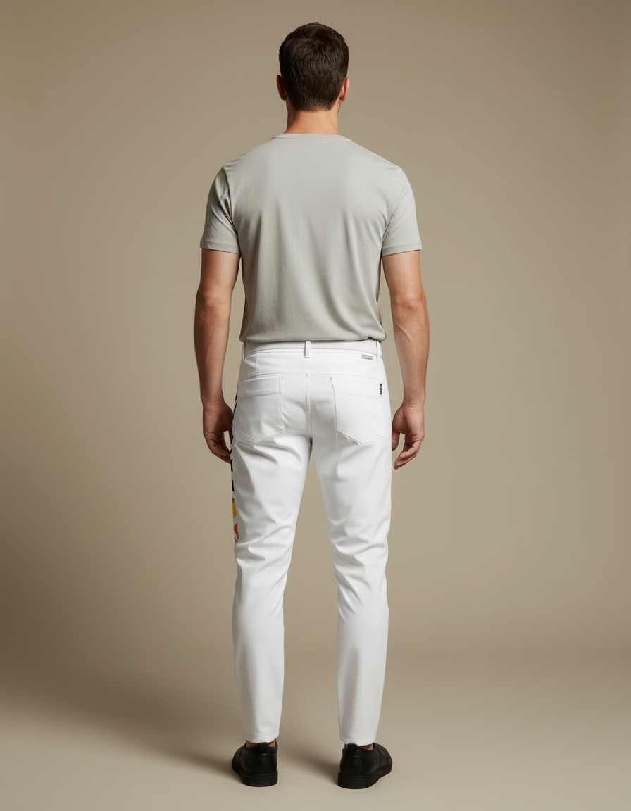 Pantalon Blanc Motocross Homme Racing Design Géométrique Moderne - Polyester - vue 2