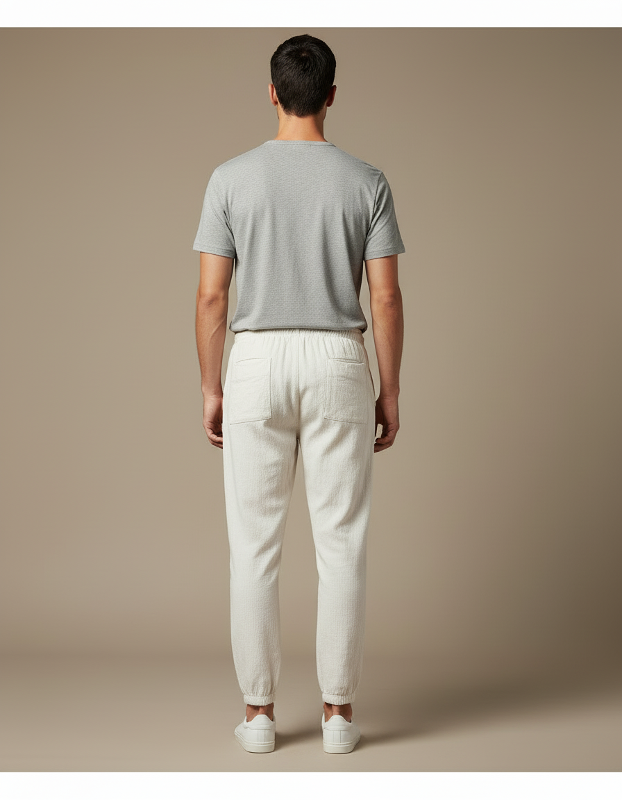 Pantalon Blanc Lin Harem Jogger Décontracté - vue 2