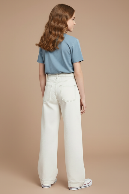 Pantalon Blanc Large Décontracté Fille Denim - Jean - vue 2