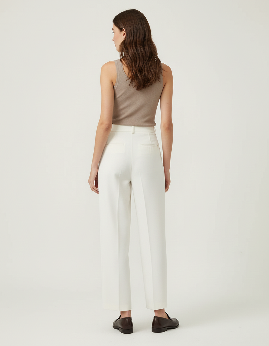 Pantalon Carotte Blanc - Gabardine - vue 2