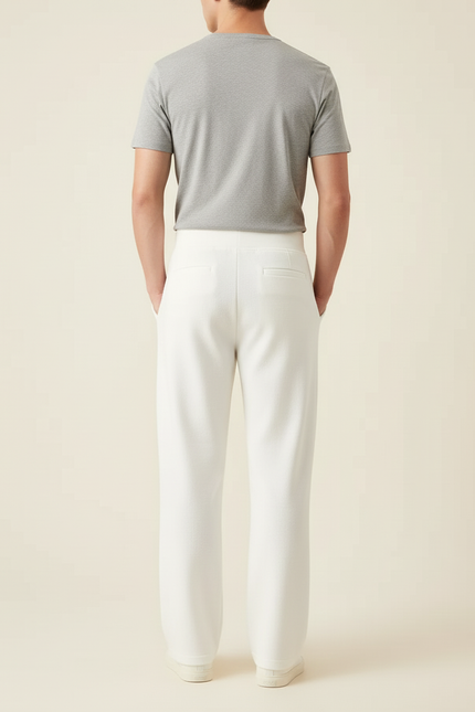 Pantalon Blanc Ample Droit Décontracté Confortable - Molleton - vue 2