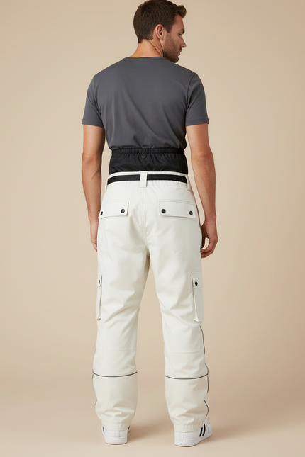 Pantalon Blanc Cargo Ample Impermébre Coupe-Vent - Polyester - vue 2