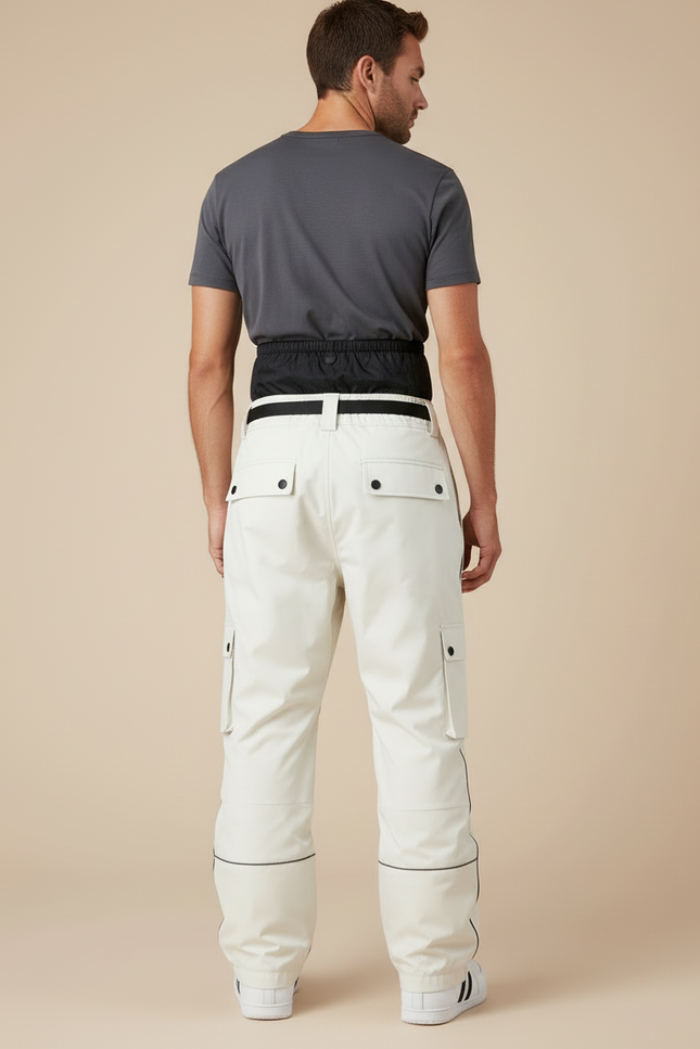 Pantalon Blanc Cargo Ample Impermébre Coupe-Vent - Polyester - vue 2