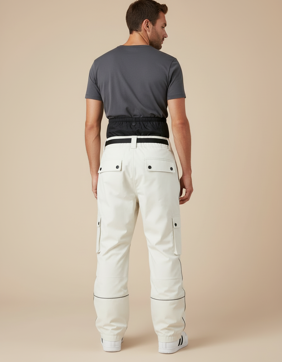 Pantalon Blanc Cargo Ample Impermébre Coupe-Vent - Polyester - vue 2