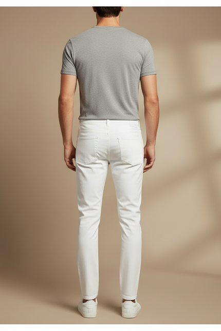 Pantalon Blanc Skinny Slim Coton Stretch Casual - vue 2