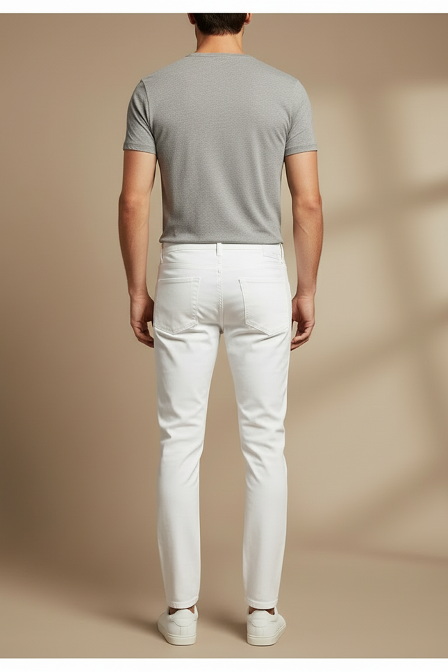 Pantalon Blanc Skinny Slim Coton Stretch Casual - vue 2