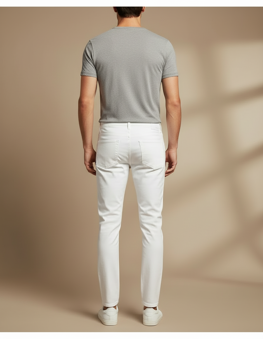 Pantalon Blanc Skinny Slim Coton Stretch Casual - vue 2