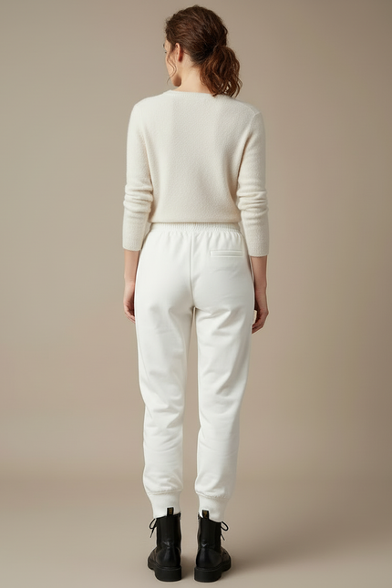 Pantalon Blanc Jogging - Molleton - vue 2