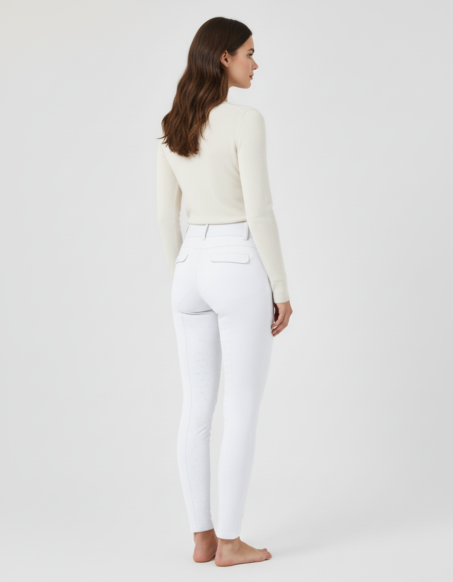 Pantalon Blanc Équestre Slim Stretch Femme Motif - Polyester - vue 2
