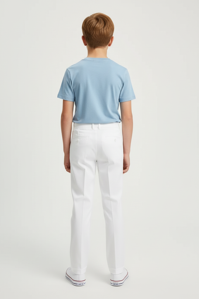 Pantalon Blanc Droit Classique Enfant Garçon Élégant - Gabardine - vue 2