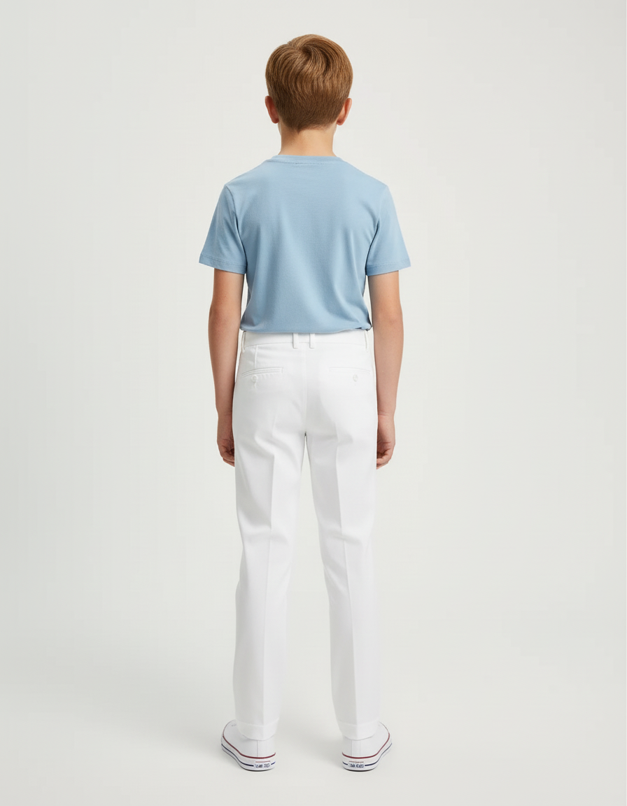Pantalon Blanc Droit Classique Enfant Garçon Élégant - Gabardine - vue 2