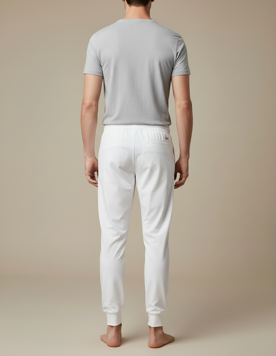 Pantalon Blanc Jogging Cordon Coton Décontracté Homme - Polyester - vue 2