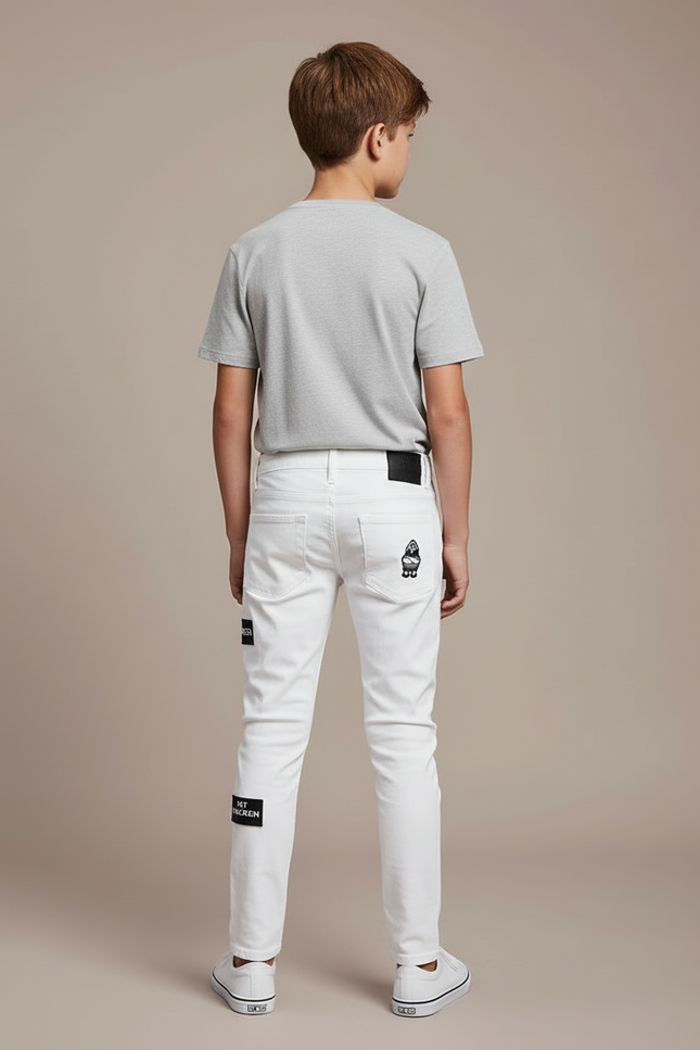 Pantalon Blanc Détruit Patches Garçon Skinny - Jean - vue 2