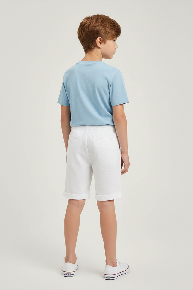 Pantalon Blanc Coton Court Sport Enfant Cordon - vue 2