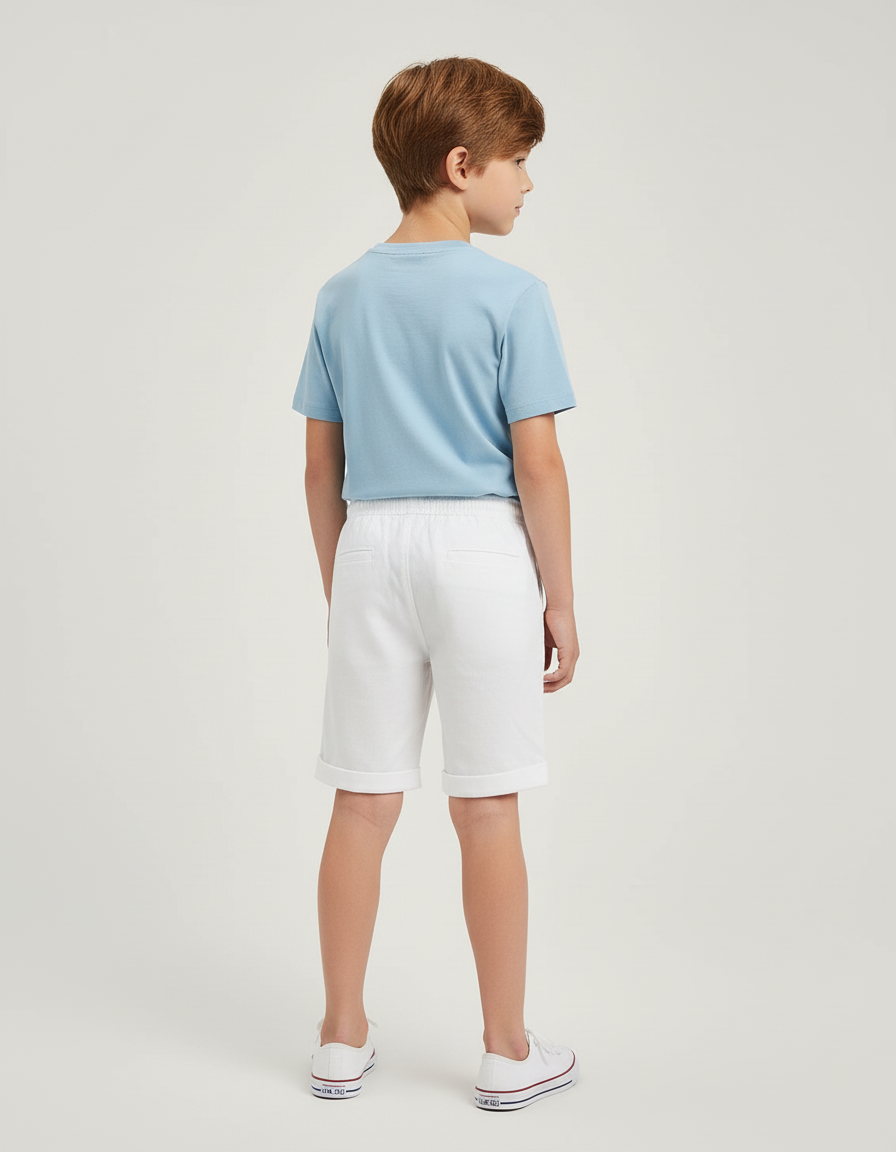Pantalon Blanc Coton Court Sport Enfant Cordon - vue 2