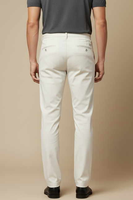 Pantalon Blanc Homme Droit Élégant Décontracté Coton - vue 2