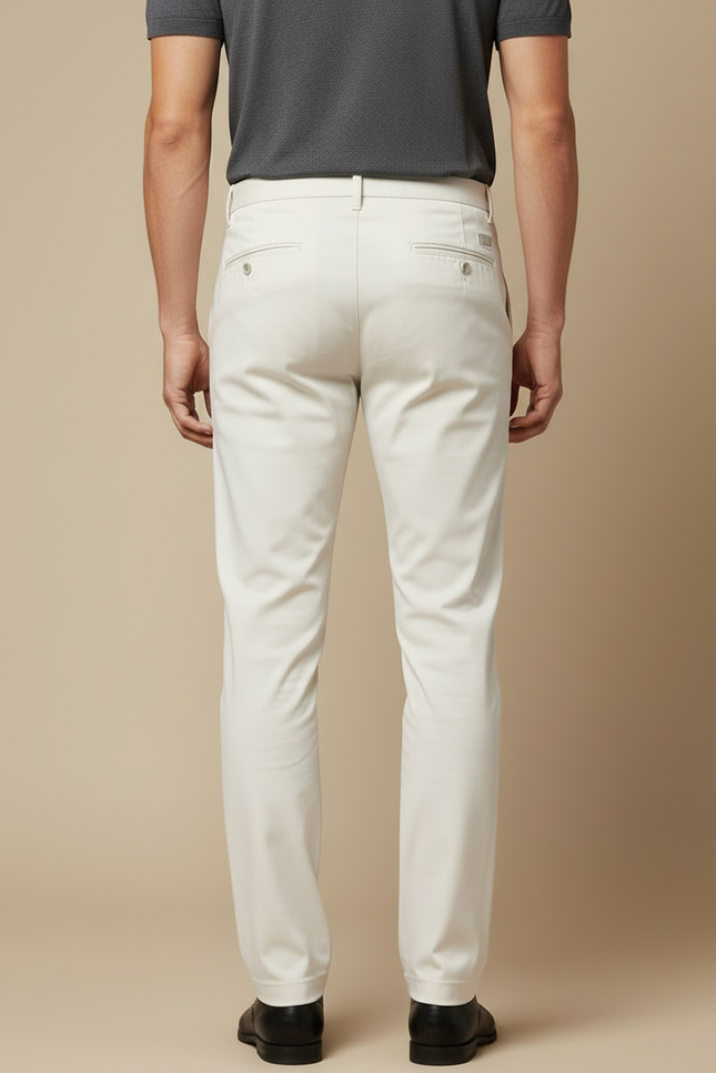 Pantalon Blanc Homme Droit Élégant Décontracté Coton - vue 2