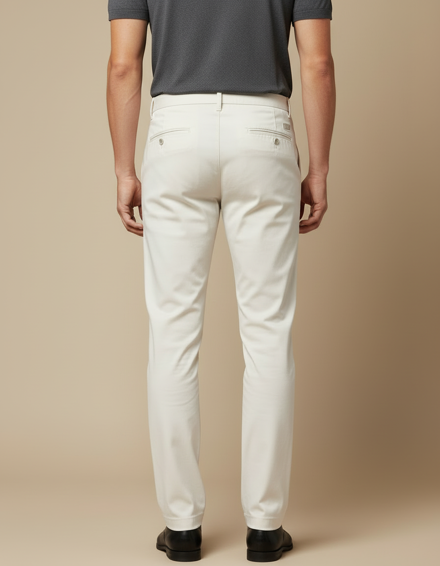 Pantalon Blanc Homme Droit Élégant Décontracté Coton - vue 2